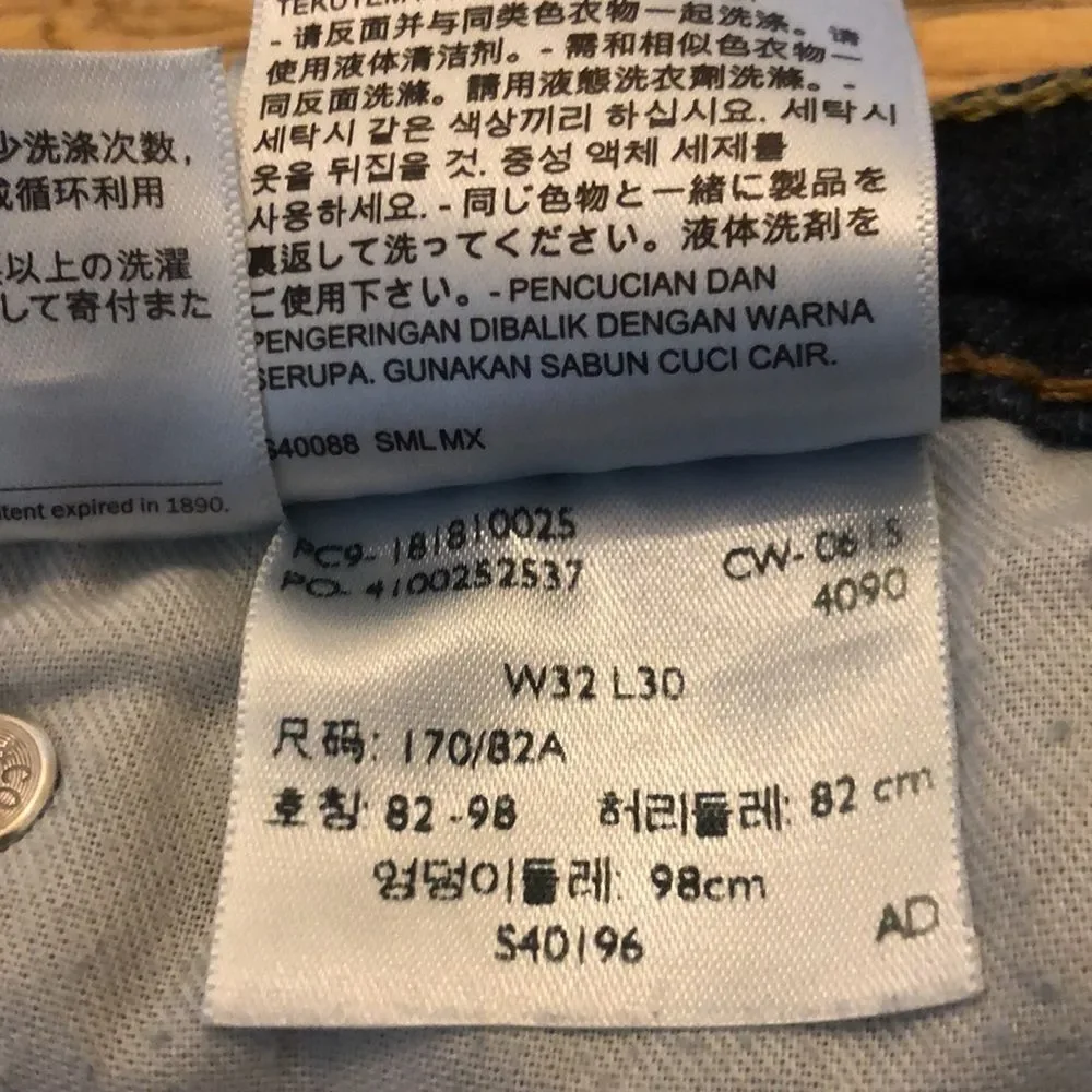 Levi’s jeans 32 x 30 inch dark wash denim straight leg